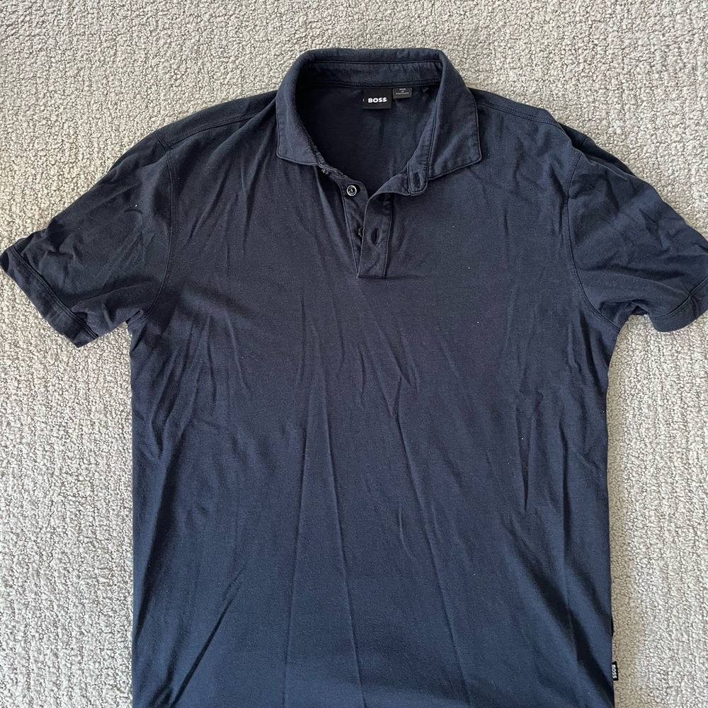 Boss Navy Blue Polo Shirt Classic Design